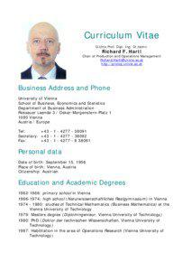 Curriculum Vitae O.Univ.Prof. Dipl.-Ing. Dr.techn.