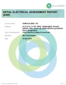 INITIAL ELECTRICAL ASSESSMENT REPORT (EAR) Factory Name: SGWICUS (BD) LTD.