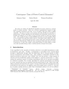 Convergence Time of Power-Control Dynamics∗ Johannes Dams Martin Hoefer  Thomas Kesselheim