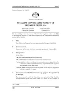 Financial Services (Appointment of Manager) OrderArticle 1 Statutory Document No