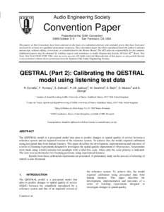 Audio Engineering Society  Convention Paper Presented at the 125th Convention 2008 October 2–5 San Francisco, CA, USA