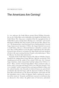 The Americans Are Coming!: Dreams of African American Liberation in Segregationist South Africa