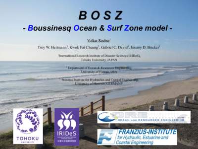 BOSZ - Boussinesq Ocean & Surf Zone model Volker Roeber1 Troy W. Heitmann2, Kwok Fai Cheung2, Gabriel C. David3, Jeremy D. Bricker1 1International  2