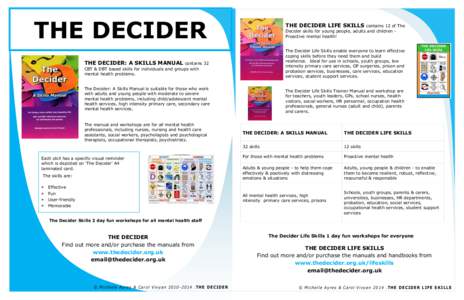 THE DECIDER  THE DECIDER LIFE SKILLS contains 12 of The Decider skills for young people, adults and children Proactive mental health!