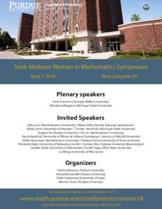 Department of Mathematics COLLEGE OF SCIENCE Sixth Midwest Women in Mathematics Symposium April 7, 2018
