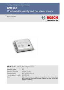 Handling, soldering & mounting instructions  BME280 Combined humidity and pressure sensor Bosch Sensortec