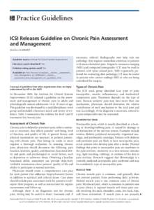 ICSI Releases Guideline on Chronic Pain Assessment and Management