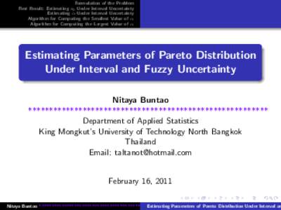 Measurement / Statistical inference / Actuarial science / Pareto distribution / Socioeconomics / Uncertainty / Confidence interval / Statistics / Science / Information