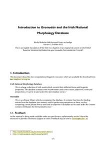 Introduction to Gramadán and the Irish National Morphology Database Michal Boleslav Měchura and Foras na Gaeilge Version 2, October 2015 This is an English translation of the first two chapters of an original document 