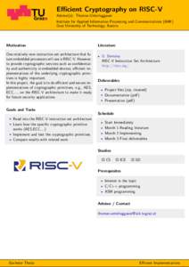 Efficient Cryptography on RISC-V Advisor(s): Thomas Unterluggauer Institute for Applied Information Processing and Communications (IAIK) Graz University of Technology, Austria  Motivation