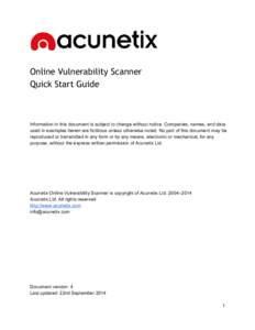    Online Vulnerability Scanner Quick Start Guide     