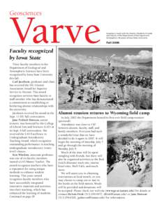 Geosciences  Varve Keeping in touch with the Alumni, Students, Friends and Faculty of the Department of Geological and