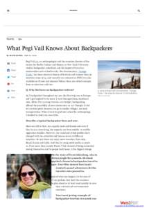 TRAVEL | Q&A  What Pegi Vail Knows About Backpackers By DIANE DANIEL JAN. 22, Pin