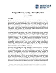 Department of Homeland Security Computer Netwwork Security & Privacy Protection White Paper