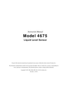 Instruction Manual  Model 4675 Liquid Level Sensor  No part of this instruction manual may be reproduced, by any means, without the written consent of Geokon, Inc.