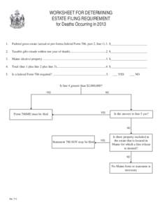 WORKSHEET FOR DETERMINING ESTATE FILING REQUIREMENT for Deaths Occurring in[removed].