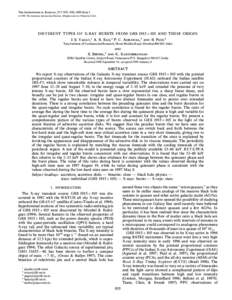 THE ASTROPHYSICAL JOURNAL, 517 : 935È950, 1999 JuneThe American Astronomical Society. All rights reserved. Printed in U.S.A. DIFFERENT TYPES OF X-RAY BURSTS FROM GRSAND THEIR ORIGIN J. S. YADAV,1 A.