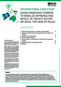 Western Pacific Region  Palau INTERSECTORAL CASE STUDY USING EMERGENCY POWERS