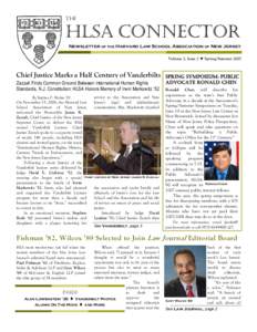 THE  HLSA CONNECTOR Newsletter of the Harvard Law School Association of New Jersey Volume 2, Issue 2  Spring/Summer 2007