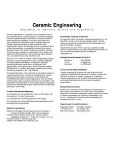 Ceramic Engineering Department of  Materials