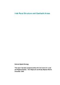 Irish Rural Structure and Gaeltacht Areas  National Spatial Strategy This report has been prepared jointly with the Centre for Local and Regional Studies – NUI Maynooth and Brady Shipman Martin. December 2000