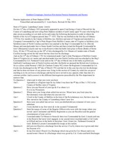 Southern Campaigns American Revolution Pension Statements and Rosters Pension Application of Peter Hudson S5596 VA Transcribed and annotated by C. Leon Harris. Revised 26 Dec[removed]State of Virginia Lunenburg County (tow