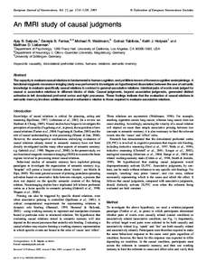 ª Federation of European Neuroscience Societies  European Journal of Neuroscience, Vol. 22, pp. 1233–1238, 2005 An fMRI study of causal judgments Ajay B. Satpute,1 Daniela B. Fenker,2,3 Michael R. Waldmann,2 Golnaz Ta