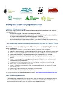    	
     Briefing	
  Note:	
  Biodiversity	
  Legislation	
  Review	
  	
   	
  
