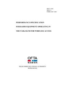 HKTA 1042 ISSUE 2 FEBRUARY 2003 PERFORMANCE SPECIFICATION FOR RADIO EQUIPMENT OPERATING IN