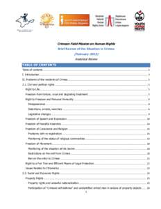 Crimean Field Mission on Human Rights Brief Review of the Situation in Crimea (FebruaryAnalytical Review TABLE OF CONTENTS