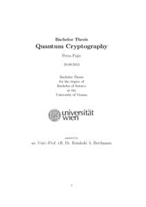 Bachelor Thesis  Quantum Cryptography Petra Pajic