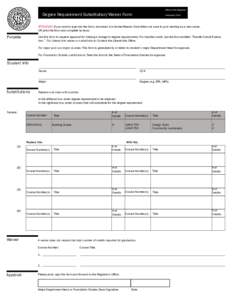 Office of the Registrar  Degree Requirement Substitution/Waiver Form November 2011