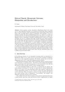 Driven Chaotic Mesoscopic Systems, Dissipation and Decoherence D. Cohen
