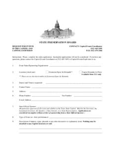 REQUEST FOR EVENTS IN THE CAPITOL AND CAPITOL EXTENSION CONTACT: Capitol Events Coordinator[removed]