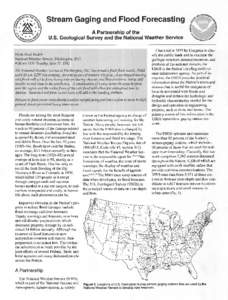 Stream Gaging and Flood Forecasting A Partnership of the U.S. Geological Survey and the National Weather Service Flash Flood Watch National Weather Service, Washingtonr D.C 4:30 am EDT Tuesday, June 27,1995