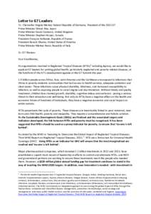Letter to G7 Leaders To: Chancellor Angela Merkel, Federal Republic of Germany, President of the 2015 G7 Prime Minister Shinzō Abe, Japan Prime Minister David Cameron, United Kingdom Prime Minister Stephen Harper, Canad