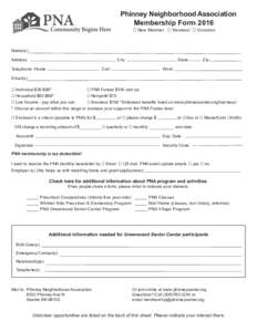 Phinney Neighborhood Association Membership Form 2016  New Member  Renewal  Donation