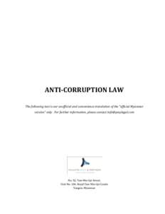 ANTI-CORRUPTION LAW The following text is our unofficial and convenience translation of the 