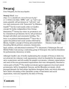 Swaraj ­ Wikipedia, the free encyclopedia Swaraj From Wikipedia, the free encyclopedia