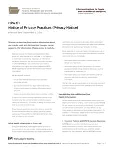 INDIVIDUAL’S RIGHTS POLICIES, PROCEDURES AND SYSTEMS TO SAFEGUARD PROTECTED HEALTH INFORMATION HP4.01 Notice of Privacy Practices (Privacy Notice)