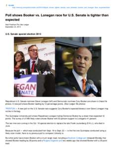 Poll shows Booker vs. Lonegan race for U.S. Senate is tighter than expected | NJ.com
