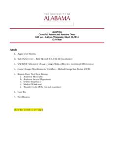 AGENDA Council of Assistant and Associate Deans 3:00 pm – 4:45 pm Wednesday, March 11, 2015 G-54 Rose  Agenda