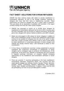 HLS Factsheet - Solutions for Syrian refugees - 2 October 2013