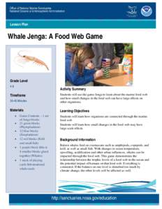 Lesson Plan  Whale Jenga: A Food Web Game Grade Level 4-8