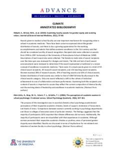 ADVANCE EXCELLENCE | EQUITY | DIVERSITY  CLIMATE  ANNOTATED BIBLIOGRAPHY   