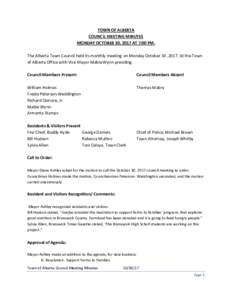 April 10, 2017 Council Meeting Minutes