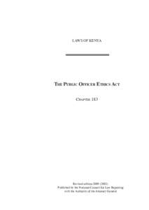LAWS OF KENYA  The Public Officer Ethics Act Chapter 183  Revised edition)