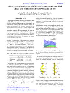 Proceedings of PAC09, Vancouver, BC, Canada  FR5RFP059 EMITTANCE DILUTION CAUSED BY THE COUPLERS IN THE MAIN LINAC AND IN THE BUNCH COMPRESSORS OF ILC∗