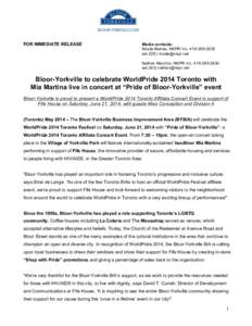 FOR IMMEDIATE RELEASE  Media contacts: Nicole Manes, NKPR Incext.228 |  Nathan Marchio, NKPR Inc