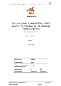 Israel Electric Corp Central Metering unit  Specification # POLY-PHASE KWH & KVARH METERS DIRECT CONNECTED WITH TIME OF USE AND LOAD